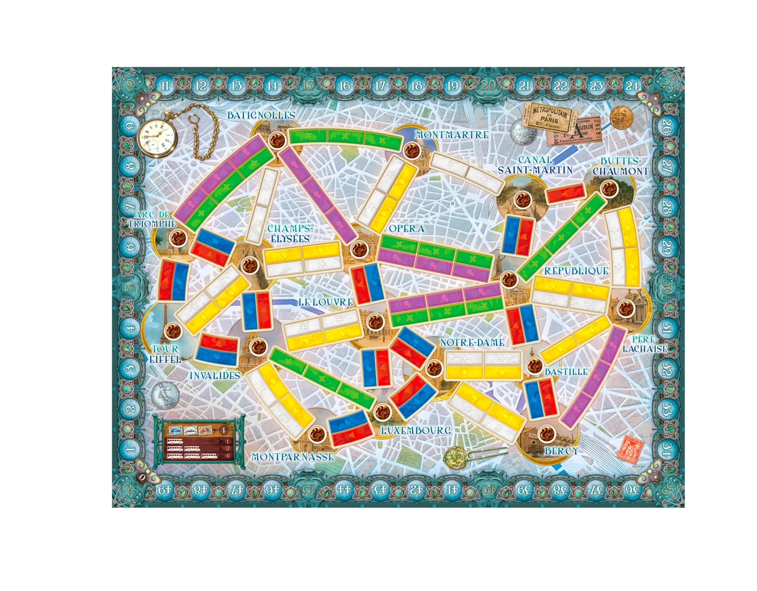 Ticket to Ride Paris družabna igra igralno polje