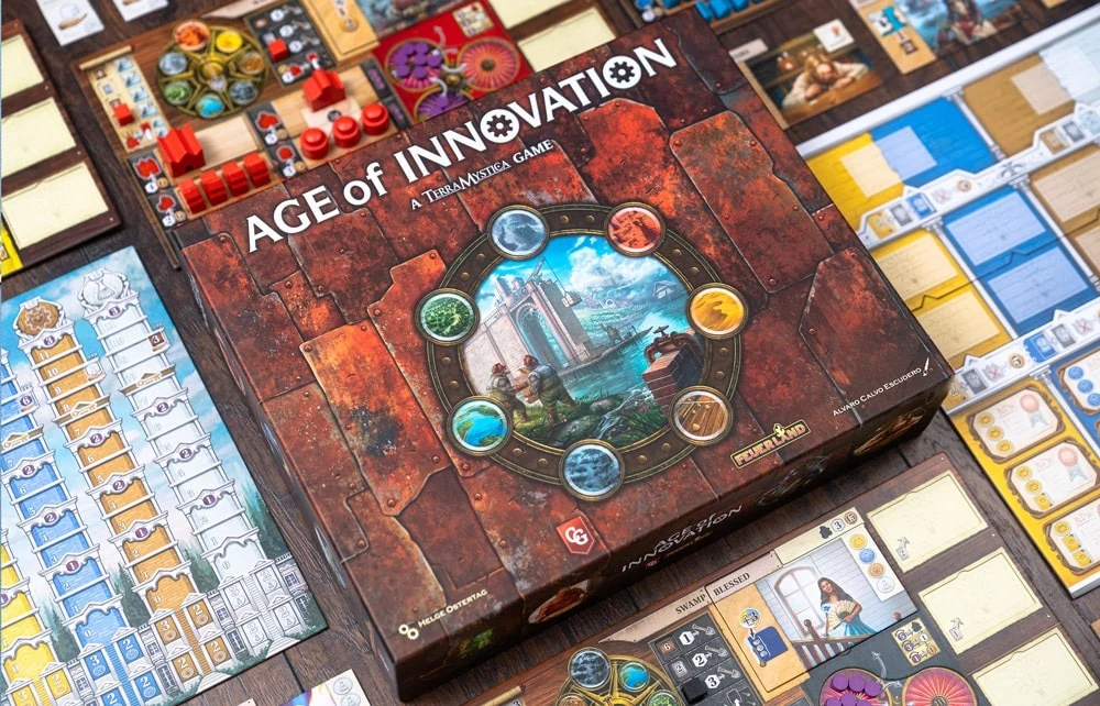 Age of Innovation družabna igra igra z komponentami