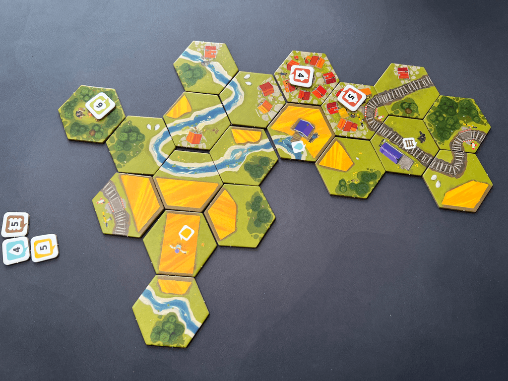 Dorfromantik The Board Game družabna igra začetna polaganje ploščic